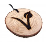 Vegan Symbol Reclaimed Oak Slice Wooden Pendant